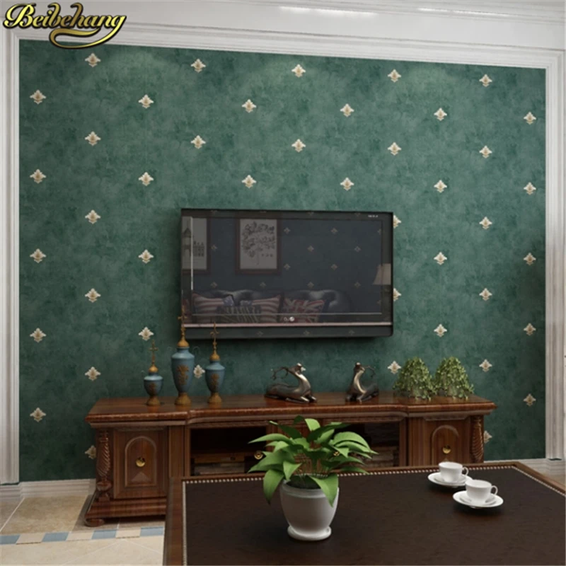 beibehang American rustic dark green wallpaper for bedroom walls etro European bedroom living room TV background wall paper roll