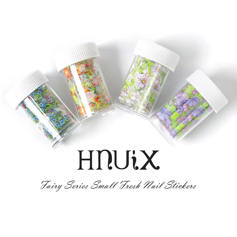 Hnuix 10 cores da folha do prego adesivos de verniz mix rosa flor folha transferência unhas decalque cursores para decoração da arte do prego manicure d