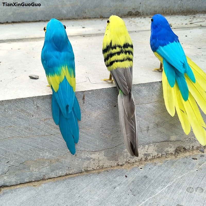 Modelo duro de pájaro de simulación, accesorio de pájaro de plumas coloridas de aproximadamente 18cm, regalo de decoración de jardín s1160