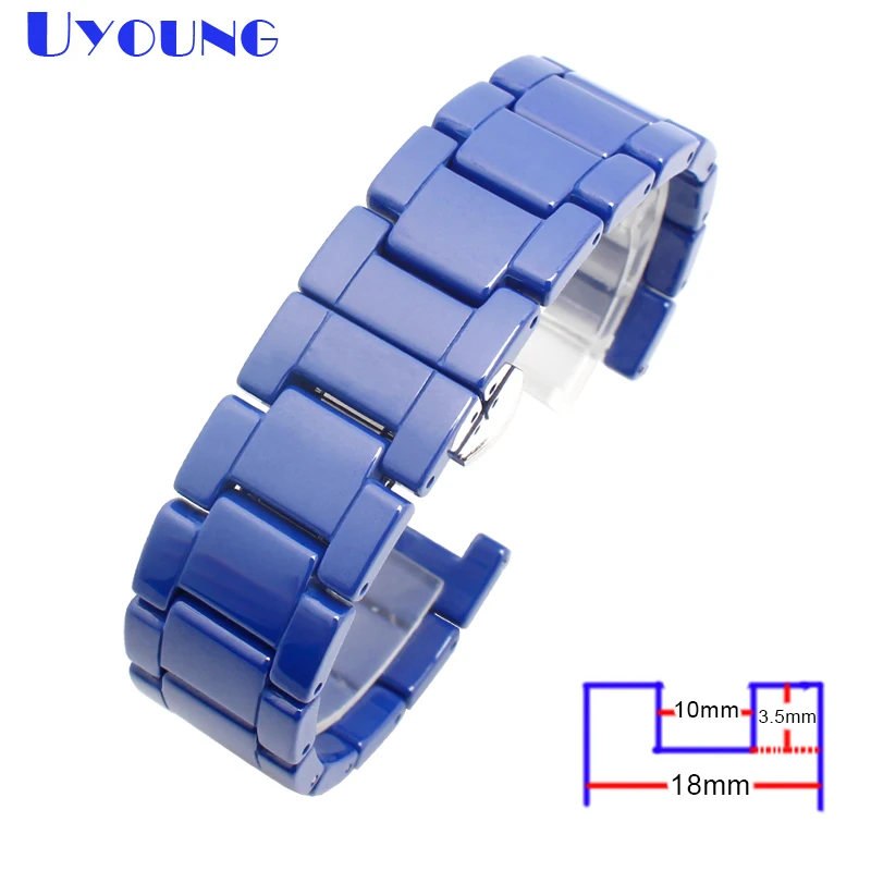 18*10mm 16*8mm 16*9mm16*10mm 20*11mm notch smooth ceramic watch  strap  blue white black color womans bracelet watch accessories