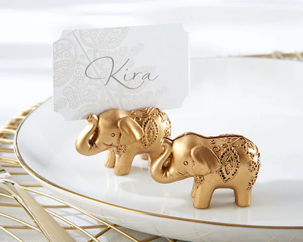 Fast shipping  100PCS Gold Elephant Place Card Holder Favors Supplies Party Table Decoration Gifts Wedding Favors