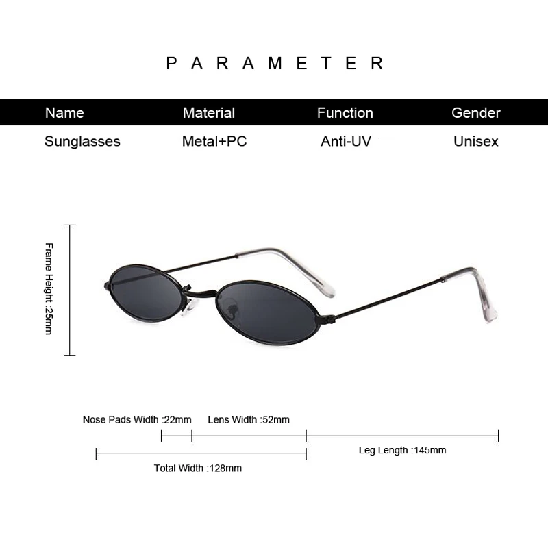 Mode Frau Sonnenbrille Berühmte Oval Sonnenbrille Weibliche Luxus Marke Metall Runde Rays Rahmen Schwarz Kleine Billige Brillen Oculos