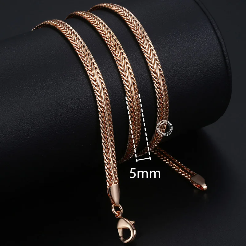 Women\'s Jewelry Sets 585 Rose Gold Color Necklace Bracelet Set Braided Foxtail Link Chain Fashion Wholesale Jewelry Gifts KCS01