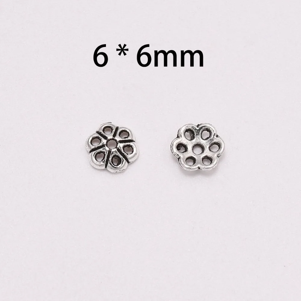100pcs/Lot 6mm Antique Bead Caps Carved Flower Bead End Caps Receptacle Hollow Out Flower Torus DIY Spaced Apart Jewelry