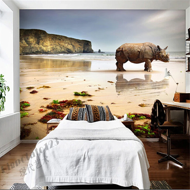 

beibehang Animal rhino Custom wall paper papel de parede 3d Home Decoration mural wallpaper for living room bedroom TV backdrop
