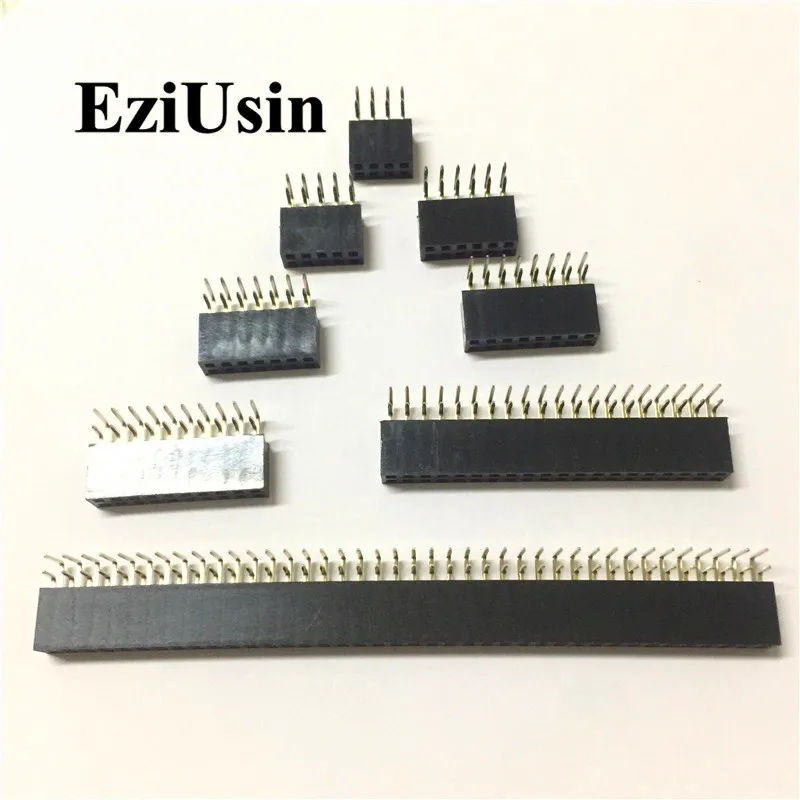 2.54Mm R/Een Dubbele Rij Vrouwelijke 2 ~ 40P Pcb Board Haakse Pin Header Socket Connector pinheader 2 */4/6/10/20/40Pin Voor Arduino
