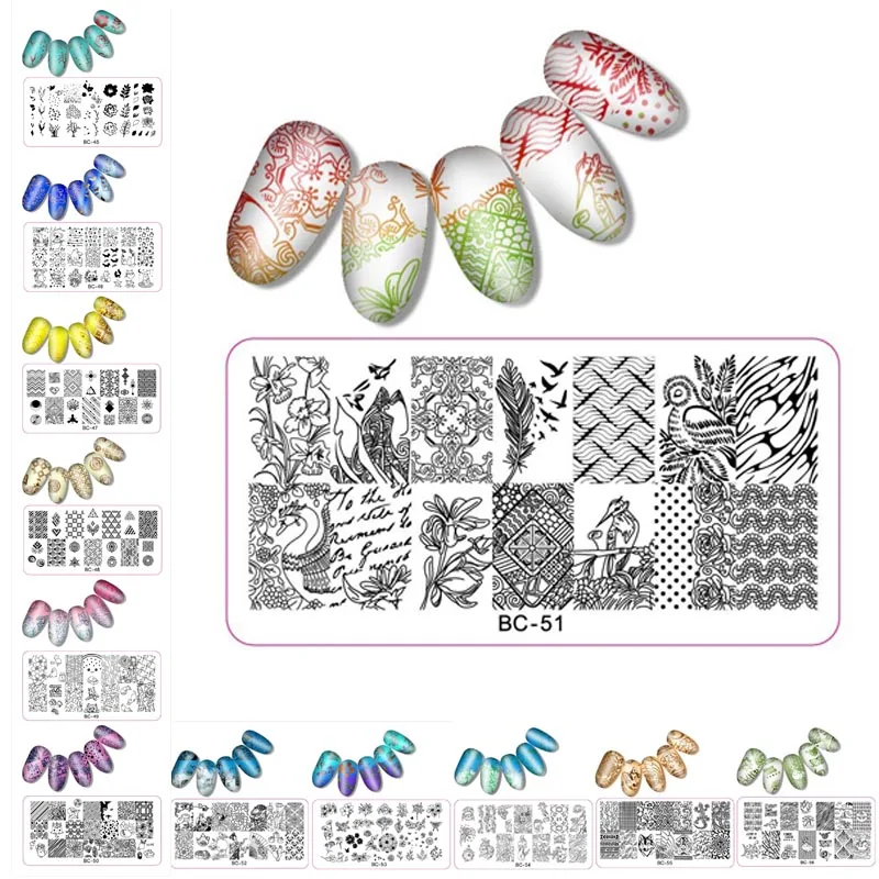 

12Pcs/lot Nail Stamping Plates Animal Series Plant Nail Art Stamp Image Template Manicure Stencils Nail Decoration