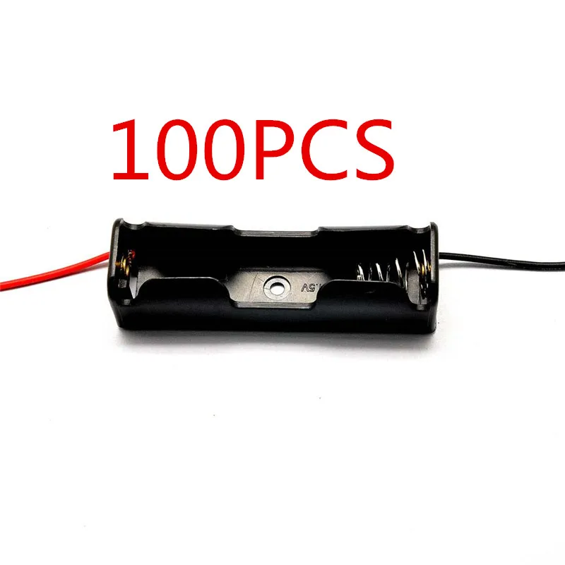 

100PCS AA Batteries Storage Case Plastic Box Holder with 6'' Cable Lead for 1 x AA Battery Soldering Connecting Black Digital