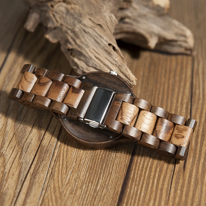 BOBO BIRD WD30 Marca de Diseñador Líder, Reloj en Madera para Hombre de Madera Zebra, Relojes de Cuarzo de Madera para Hombres, Reloj en Caja de