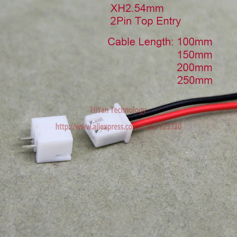 XH2.54 JST 2.54mm Pitch Top Entry 2Pin Connector 100mm To 250mm with 1007 26AWG Electronic Wire Cable Pin Header