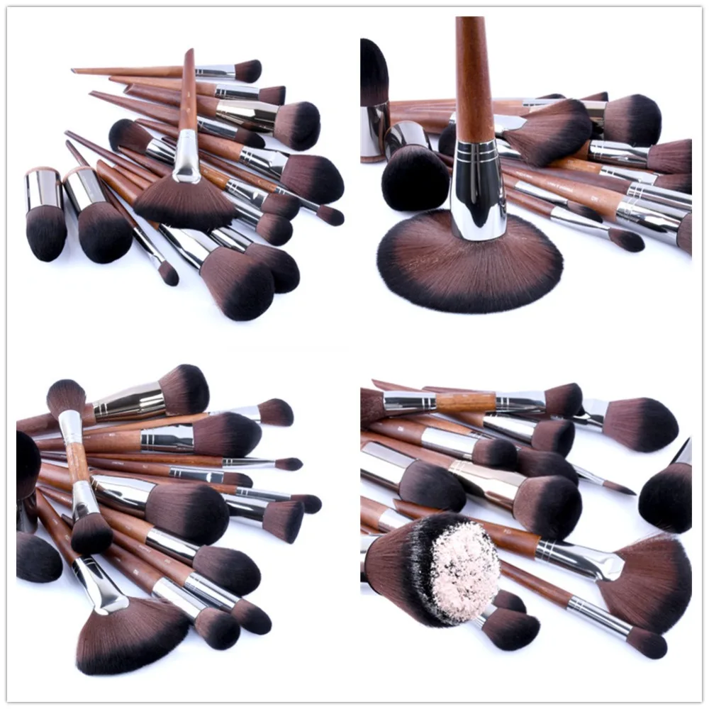 MUFE-SERIES 38-Brushes Complete Brush Set - Wooden Handle Soft Synthetic Hair Professional Beauty Makeup Brushes Kit Tools