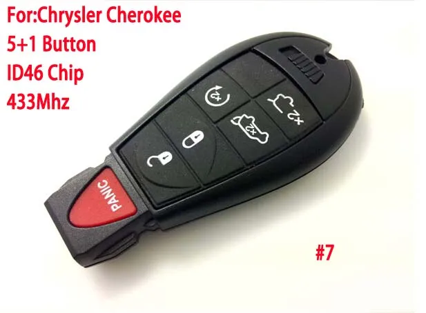 

5+1 Buttons Smart Remote Key For Chrysler Cherokee With ID46 Chip 433Mhz Car Alarm Keyless Entry Fob