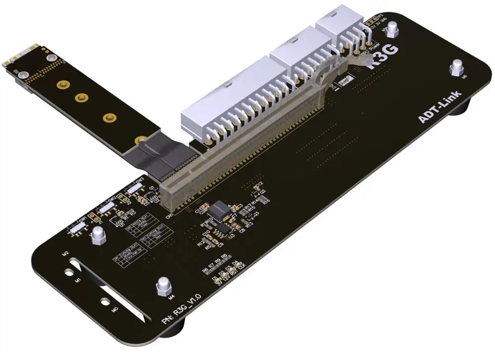 Imagem -02 - Suporte para Placa Gráfica Externa M.2 Nvme m Pcie3.0 x4 Cabo Riser 25cm 32gbs para Itx Stx Nuc Vega64 Gtx1080ti