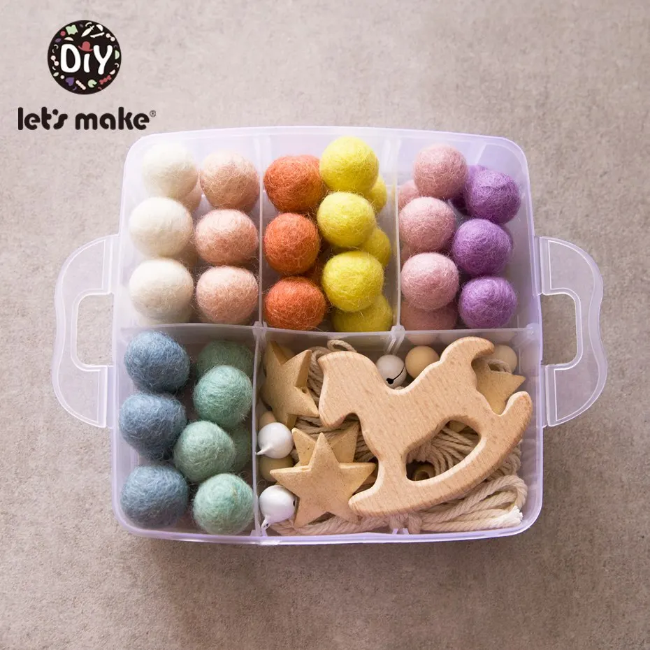 Let's Make Baby Rattles Crib Mobiles Diy Nursing Jewelry Combination Package Crochet Beads Round Geometric Baby Wooden Teether