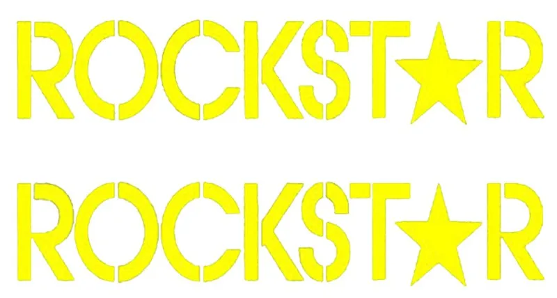 Rockstar الطاقة الشراب ملصق الدراجات النارية الجناح مرآة 15x7.5cm