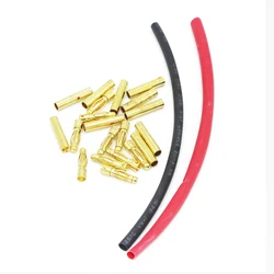 10 Pairs 2.0mm 3.0mm 3.5mm 4.0mm 8.0MM Gold Plated Bullet Banana Plugs Male Female Connectors with 20CM Heat shrinkable tube