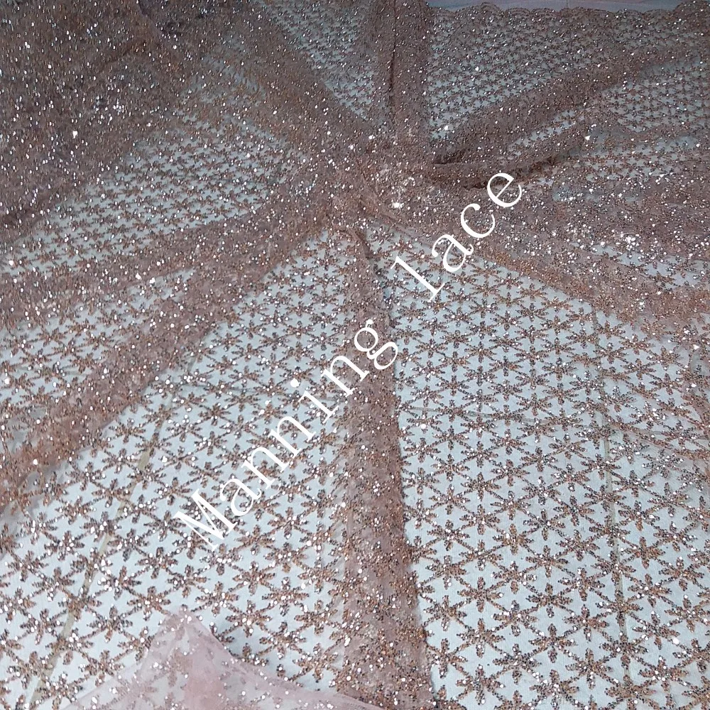 High quality French nobility and beauty wedding dresses lace fabric, luxurious African flashing lace fabric. H-22010