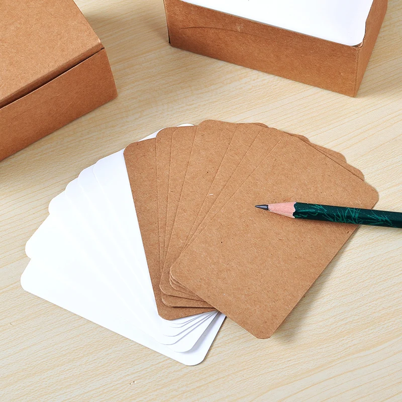 100 Sheets/box  DIY Word Cards Blank Post Card Kraft Thick Double-sided paper word Sketch Doodle
