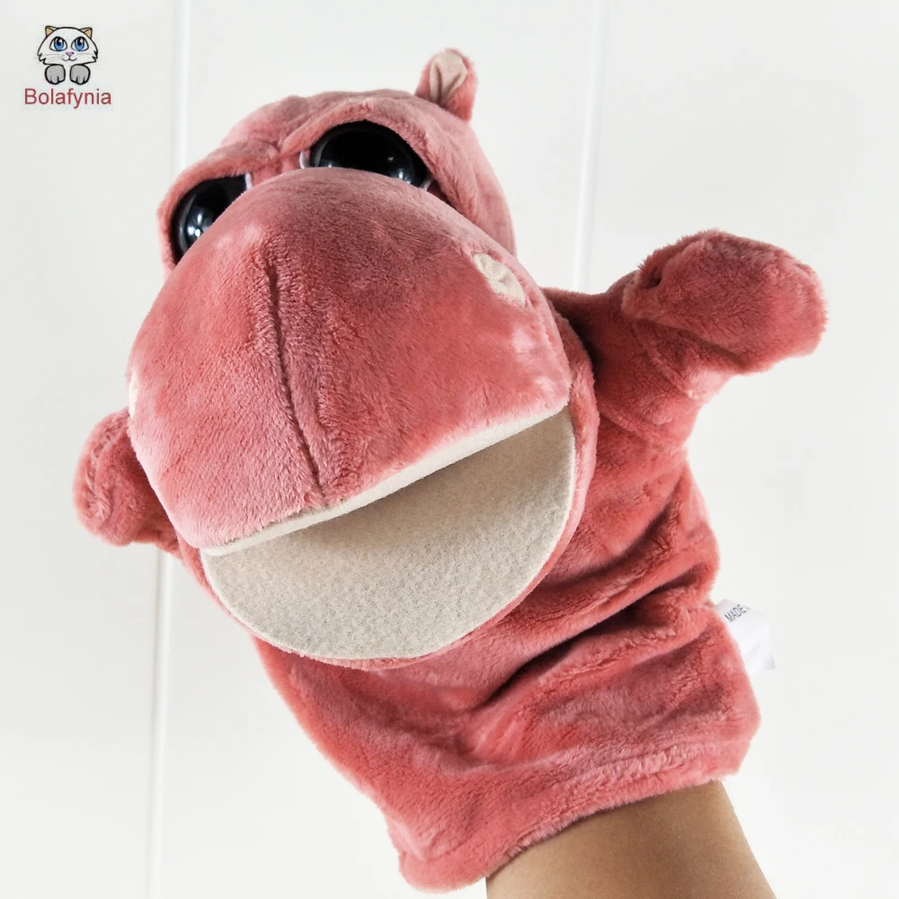 Peluche con burattino a mano per bambini a bocca grande con ippopotamo rosso