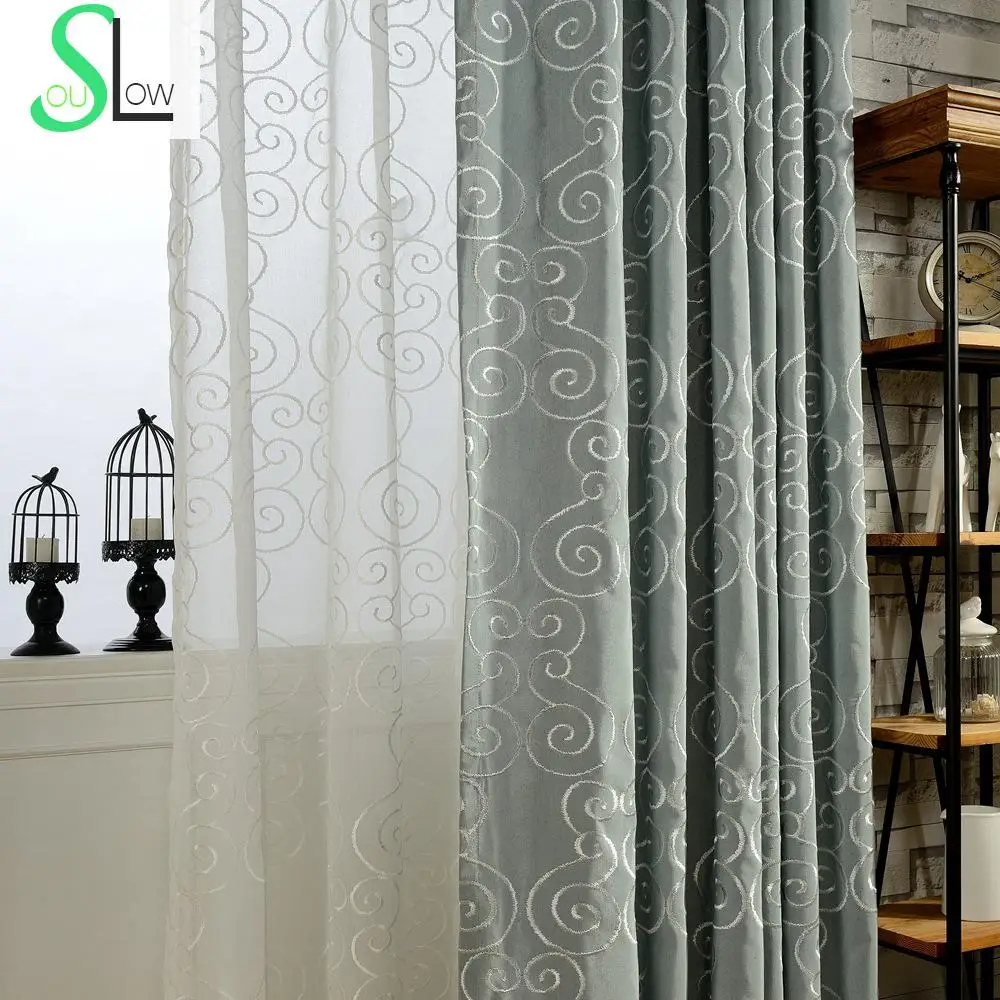 Fog Embroidered Curtain White Gold Line Curtains Cortinas For Living Room Cortina Sheer And Tulle Bedroom Para Sala De Luxo