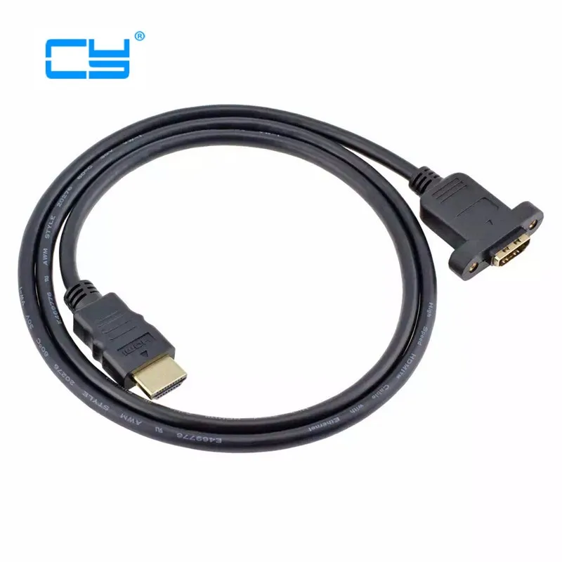 28AWG HDTV-compatible Extension Male to Female Panel Mount Cable CL2 Rated 1080P 0.3M / 0.6M 1M / 1.5M (with screw) cable