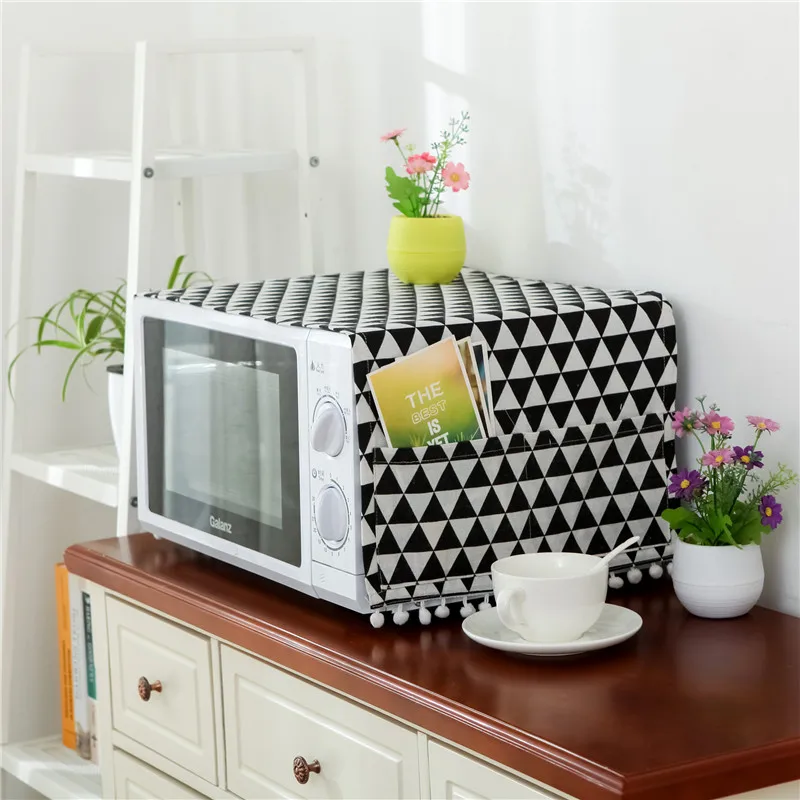 1PC 30*90CM Microwave Dust Proof Cover Microwave Oven Hood Home Decor Microwave Towel With Pouch Home Supply