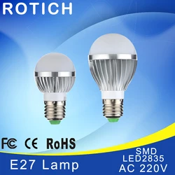 Lámpara LED E14 E27 IC, 5W, 10W, 15W, 110V, 220V, 230V, 265V, bombilla LED, iluminación de metal plateado de alto brillo