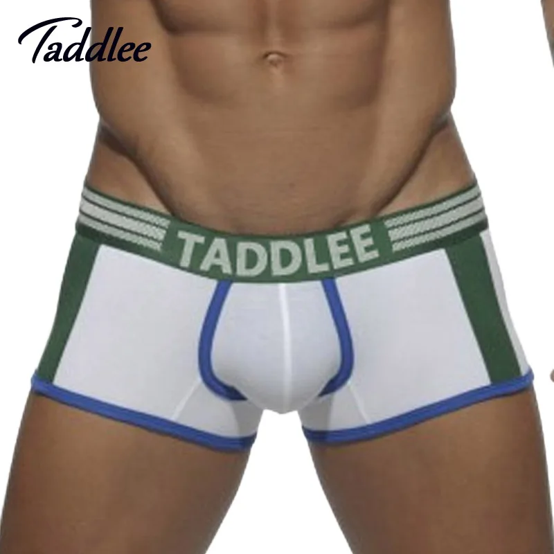 

3pcs Taddlee Brand Men's Underwear Boxer Trunks Cotton Low Designed Waist Sexy Men Boxers Gay Penis Pouch WJ Solid Stretch Boxer