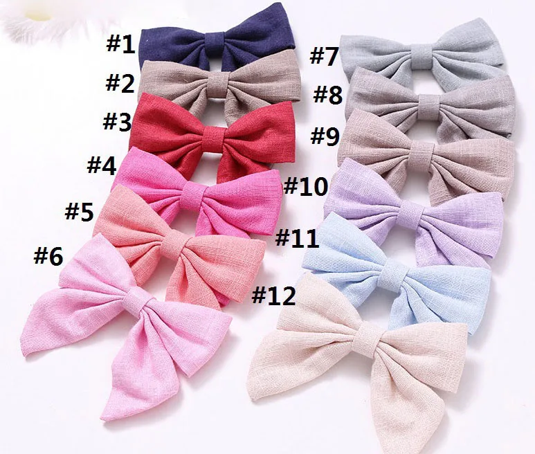 

MengNa 3.4" Fabric Bow With Clip For Girls Hair Accessories Hairpins Buotique Fabric Bows 30pc/lot