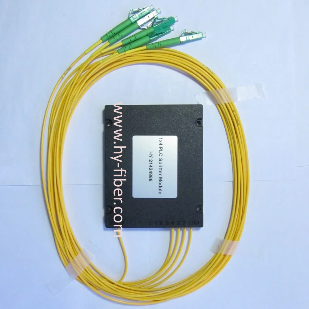 Fiber Optical PLC Splitter, 1x4 ABS Module with Connector, LC/APC, G657A1,3.0mm Cable Length, 1m, 10Pcs