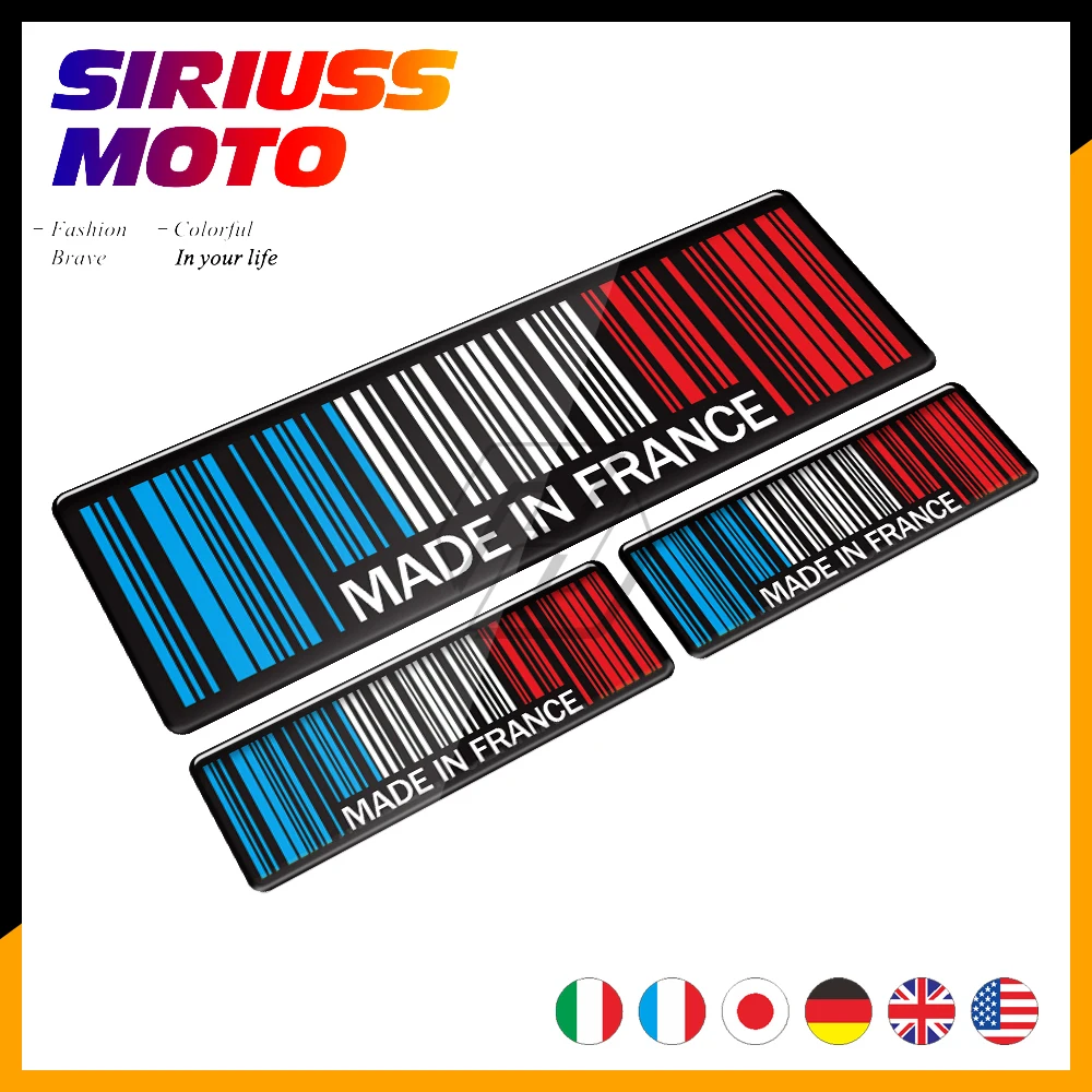 

3D Bar Code Sticker Made In France UK USA Germany Motorcycle Tank Pad Decal Case for BMW Aprilia Ducati Benelli MV