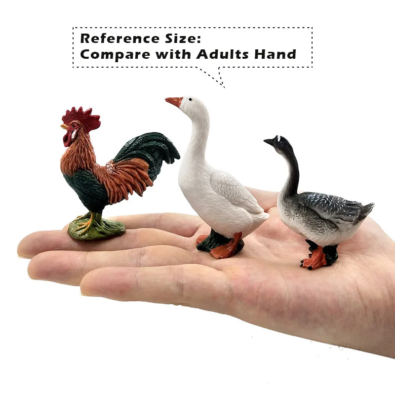 Figurines de coq, poulet, canard, cygne, poule, ferme, Animal, modèle Miniature, féerique, décoration de jardin, accessoires modernes