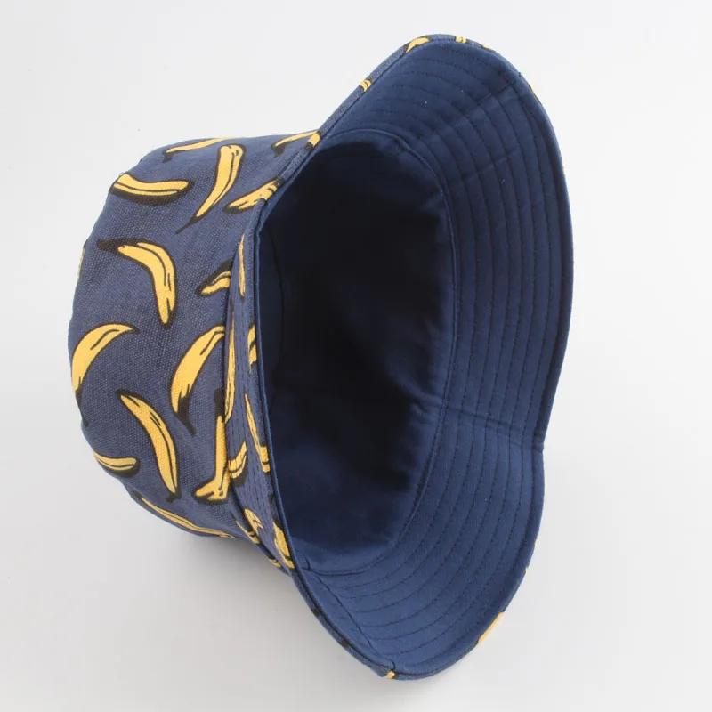 Panama Bucket Hat Men Women Summer Bucket Cap Banana Print Bob Hat Hip Hop Gorros Fishing Fisherman Hat