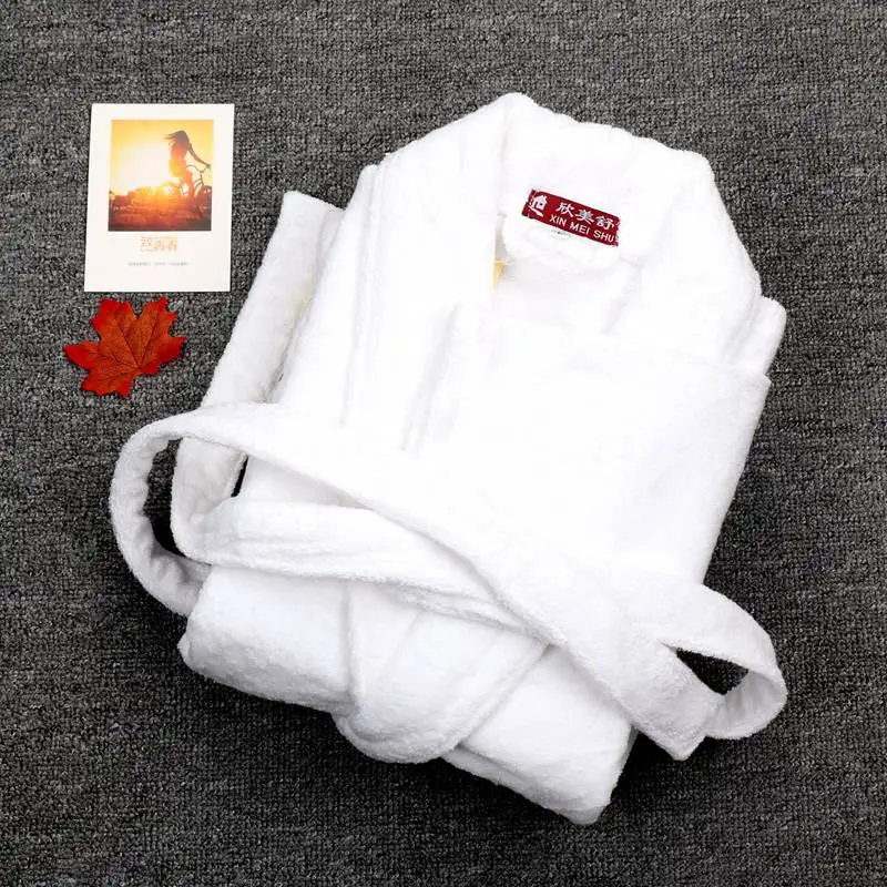 Men Bathrobe Luxury Winter Thick Cotton Long Bathrobe Men's Women's Homewear Towel Fleece Male Sleepwear Lounges Pajamas White