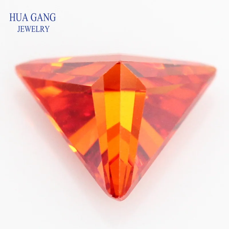 5A Orange Triangle Shape Cubic Zirconia Brilliant Cut Loose CZ Stone Synthetic Gems Beads For Jewelry Size 3x3-12x12mm