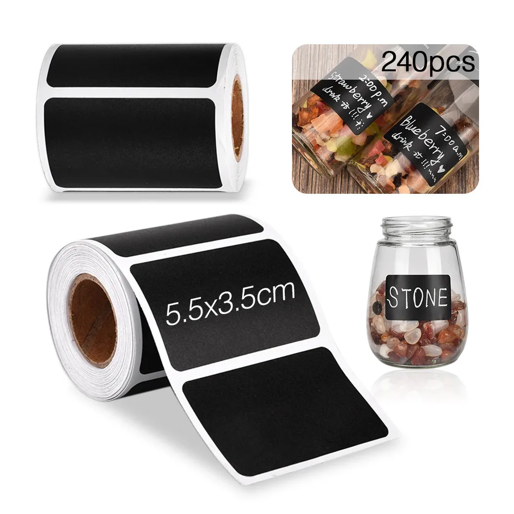 2 Rolls Jars Stickers Waterproof 240pcs Kitchen Label Sticker Blackboard Labels Storage Organizer Jar Jam Sticker Spices Sticker