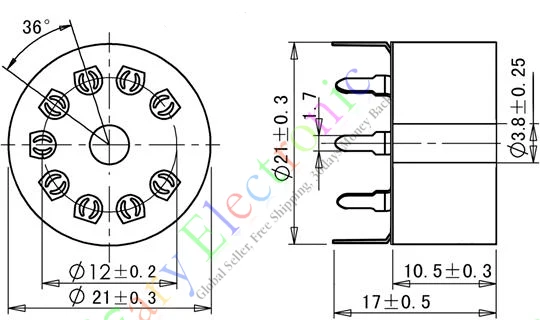 卸売および小売 4pc 9PIN PCB ゴールドセラミック真空管ソケットベース 12AU7 12AX7B ECC83 ラジオ送料無料