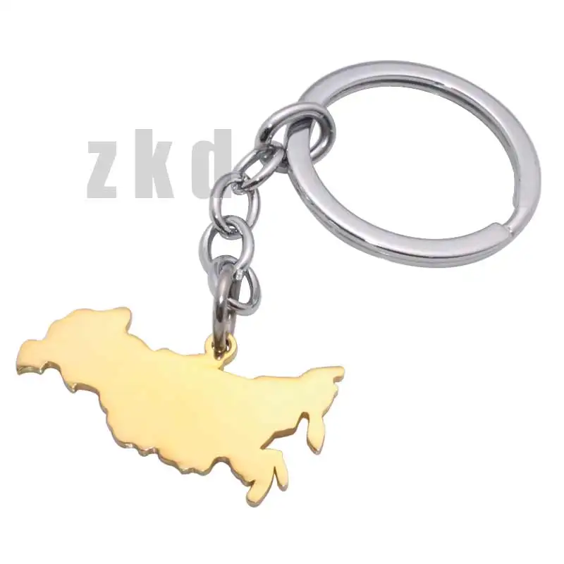 zkd  Russian Federation map stainless steel key chain key ring, country map Russia jewelry