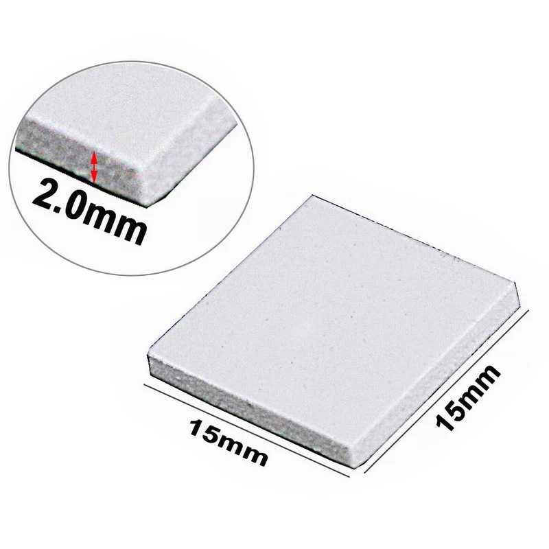 100PCS Lot 15X15x2MM 2mm Thinkness White SMD DIP IC Chip Conduction Heatsink Thermal Paste Compounds Pad Pads