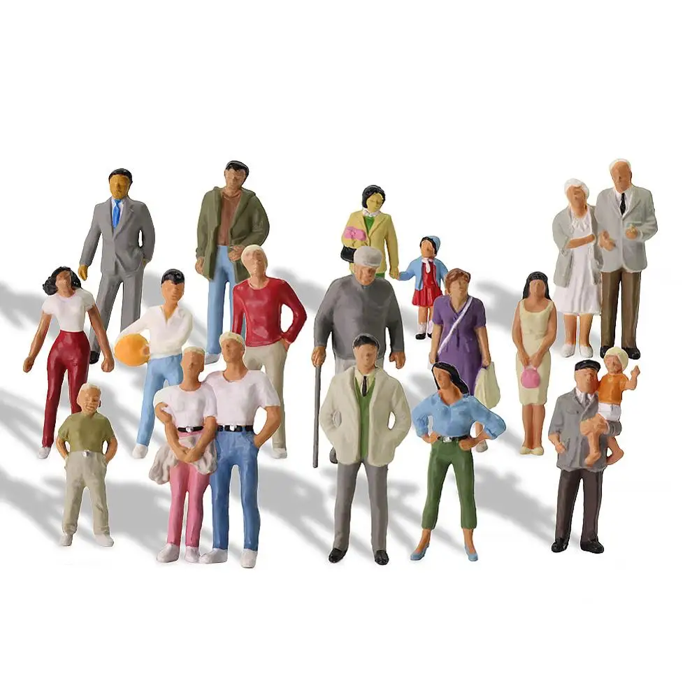 20pcs Model Railway O scale 1:43 Standing Painted Figures People 20 Different People P43