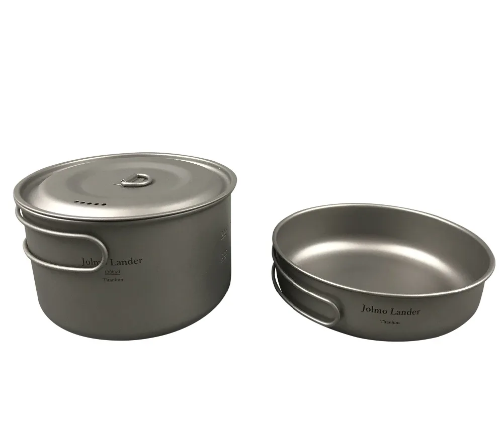 

Jolmo Lander Titanium Pot 1300ml and FryPan Set Titanium 2-Piece Short Combo Set Titanium Cookware Set