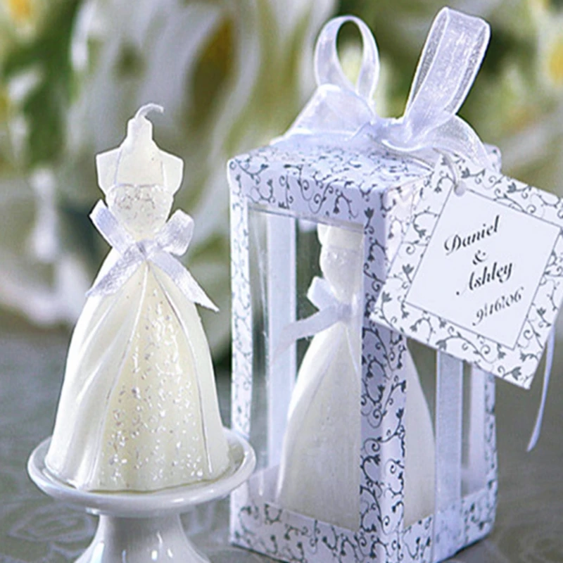 100pcs New  wedding bride dress candle favor wedding gifts for guest wedding souvenirs