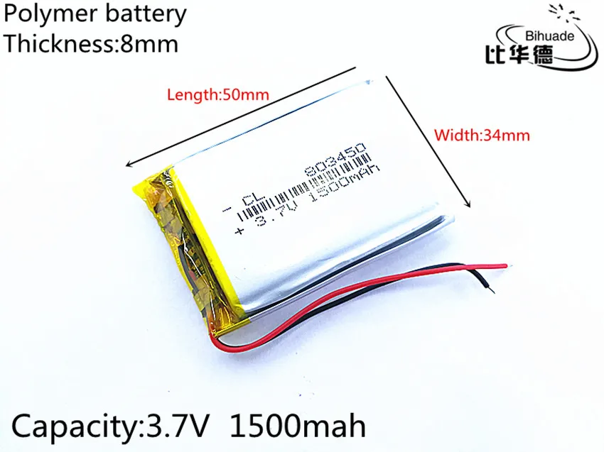 Liter energy battery 3.7V 1500mAh 803450 Lithium Polymer LiPo Rechargeable Battery li ion cells