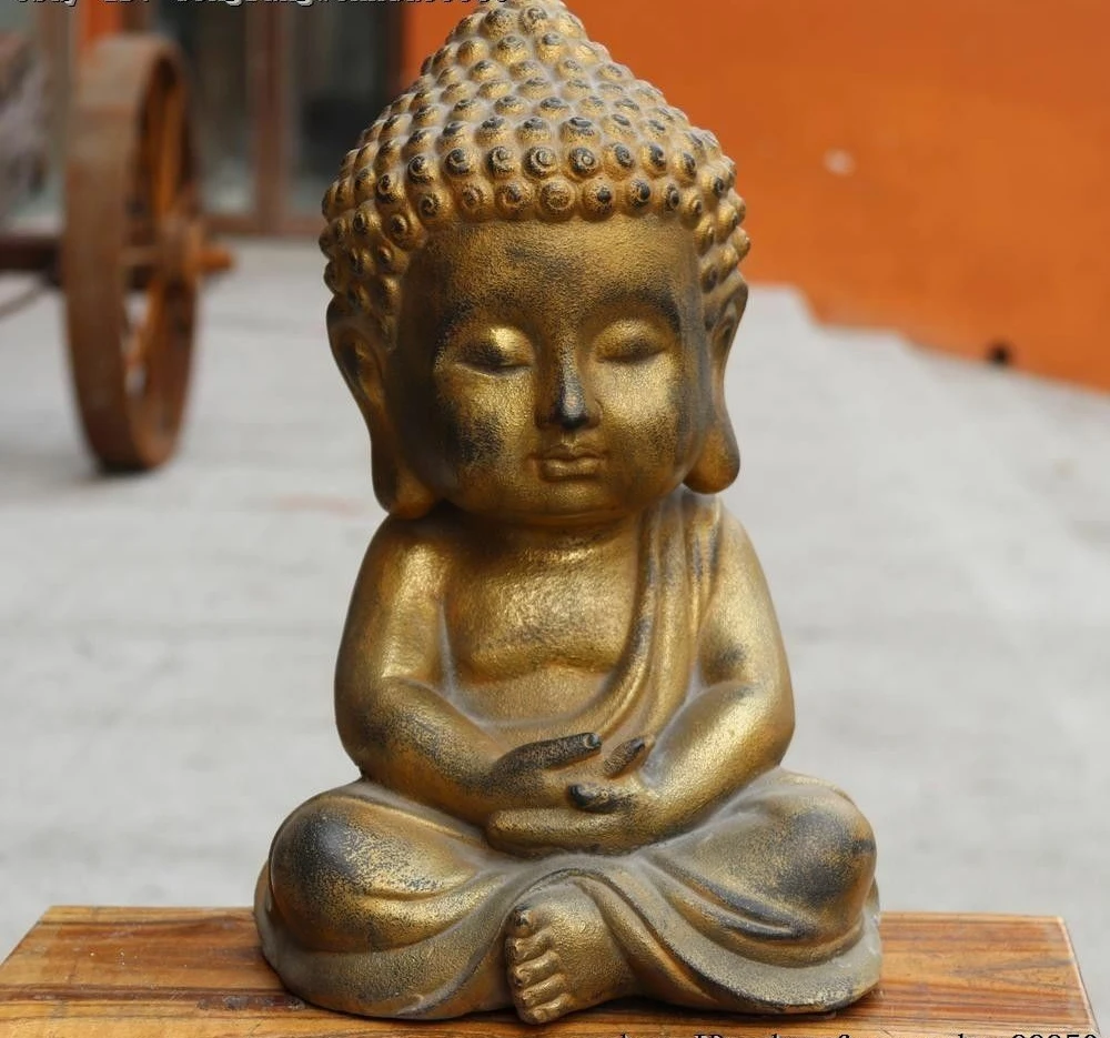 Tibet Buddhism bronze copper Gild Big Head Buddha Sakyamuni Prince Buddha Statue