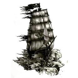 The Pirate Ship Waterproof Temporary Tattoos For Men Sailboat Fake Tattoo Sticker Henna Tatoo Sleeve Tatuajes Cool Stuff