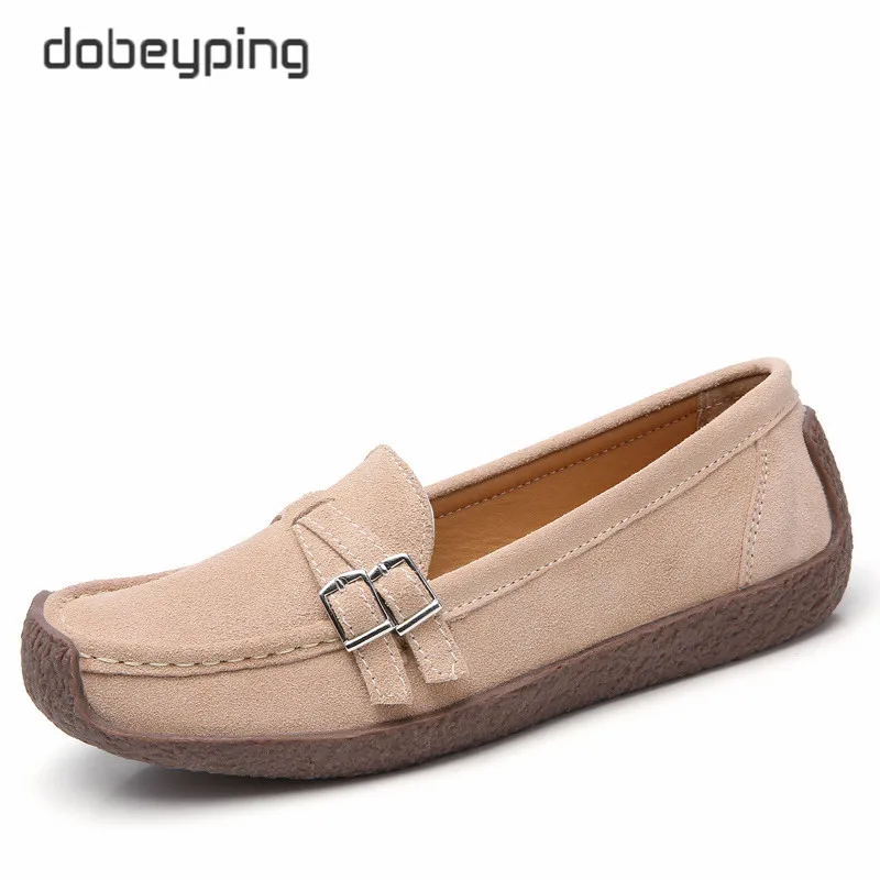 dobeyping New Spring Autumn Woman Shoes Genuine Leather Women Flats Casual Women\'s Loafers Buckle Female Shoe Low Heel Footwear