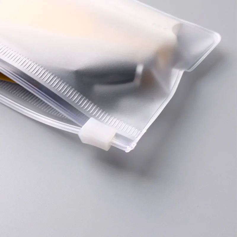 100pcs/lot PVC Transparent Frosted Envelope Binder Pocket pen bag plastic waterproof underwear bag 18cmx8cm