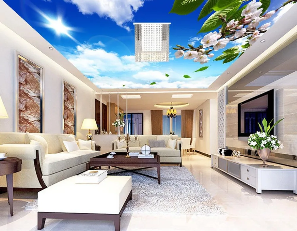 

3d wall murals wallpaper Orchid cloud ceiling Custom 3d photo wall paper ceiling Wall Decoration Non woven Fresco