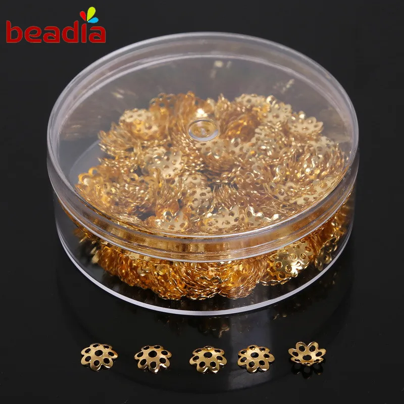 

New Arrival Size 7mm Gold&Rhodium 500pcs/box Dia 6.5cm*Height 2.3cm Box Packaging Iron Receptacle For DIY Jewelry Findings