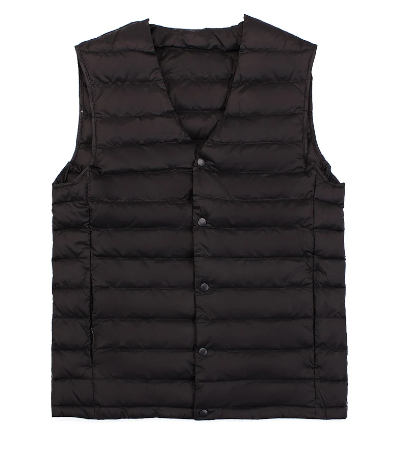 New Man Ultra Light 90% Duck Down Vest Spring Autumn Sleeveless V-Neck Vest Male Casual Winter Collarless Waistcoat